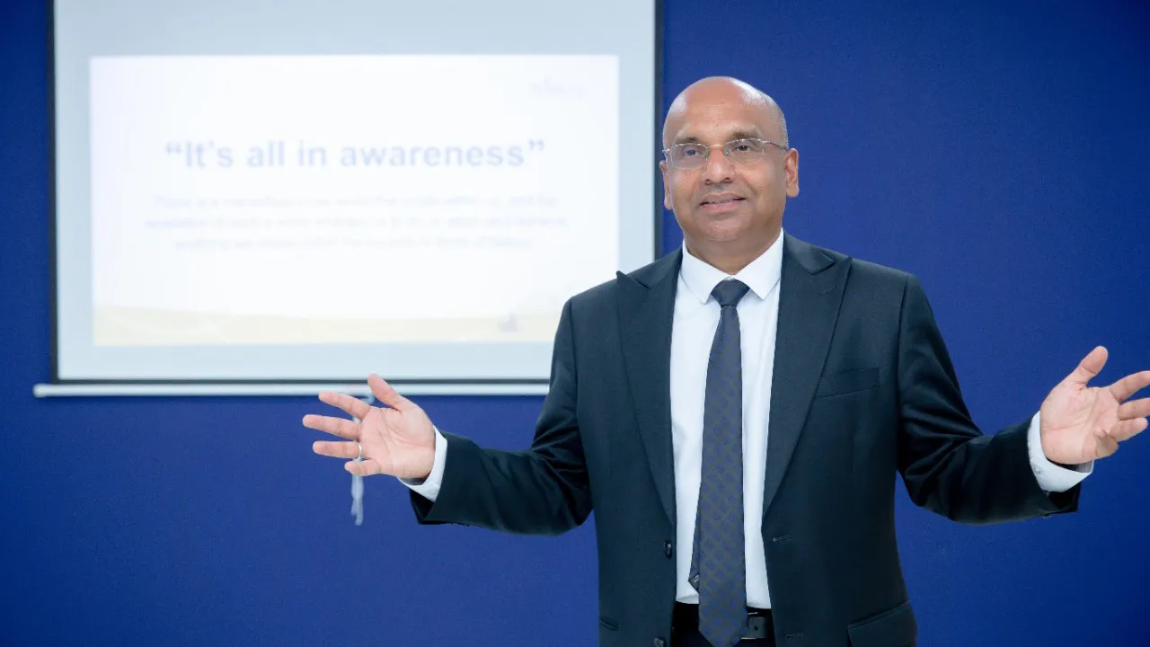 Professor Selva Pankaj speaking at a civic leadership event