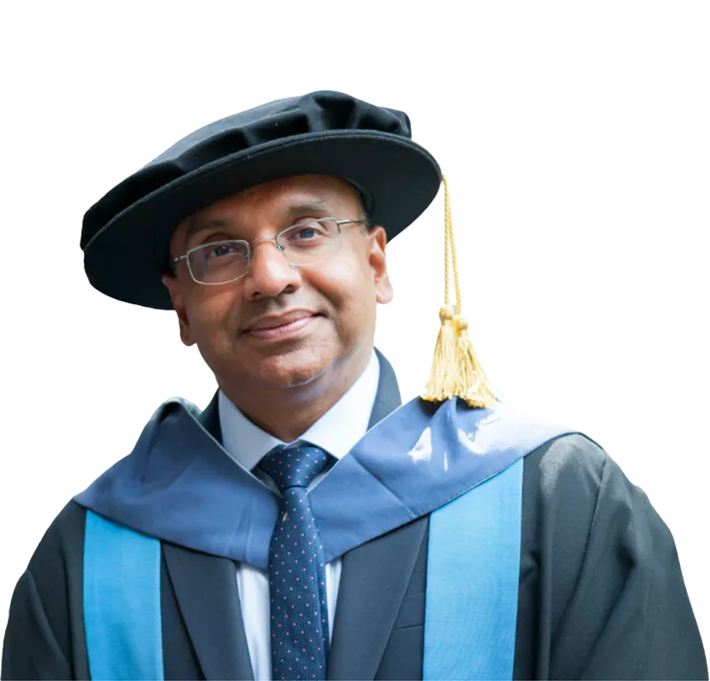 Professor Selva Pankaj in academic dress